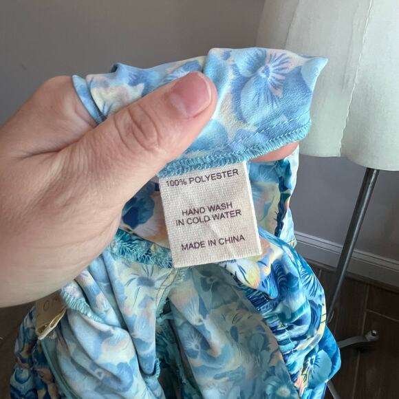 Paloma Blue Romantic Long Blue Floral Sleeve Isla Midi Dress Size Small - Picture 9 of 11